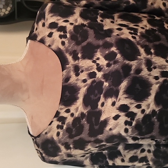 Zara Animal Print Shift Dress, Drop Waist with Side Tie.  Midi Length, Size M - Picture 3 of 12